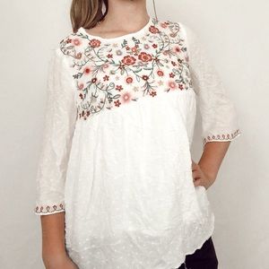 Long floral and white blouse